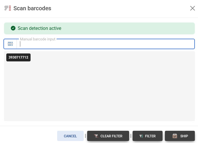 Scan orders via barcode and create shipping labels in eCommerce One
